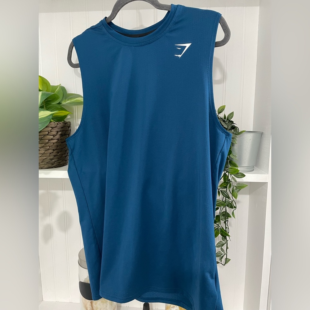 GYMSHARK Mens Medium Teal Sleeveless Shirt Tank Top
